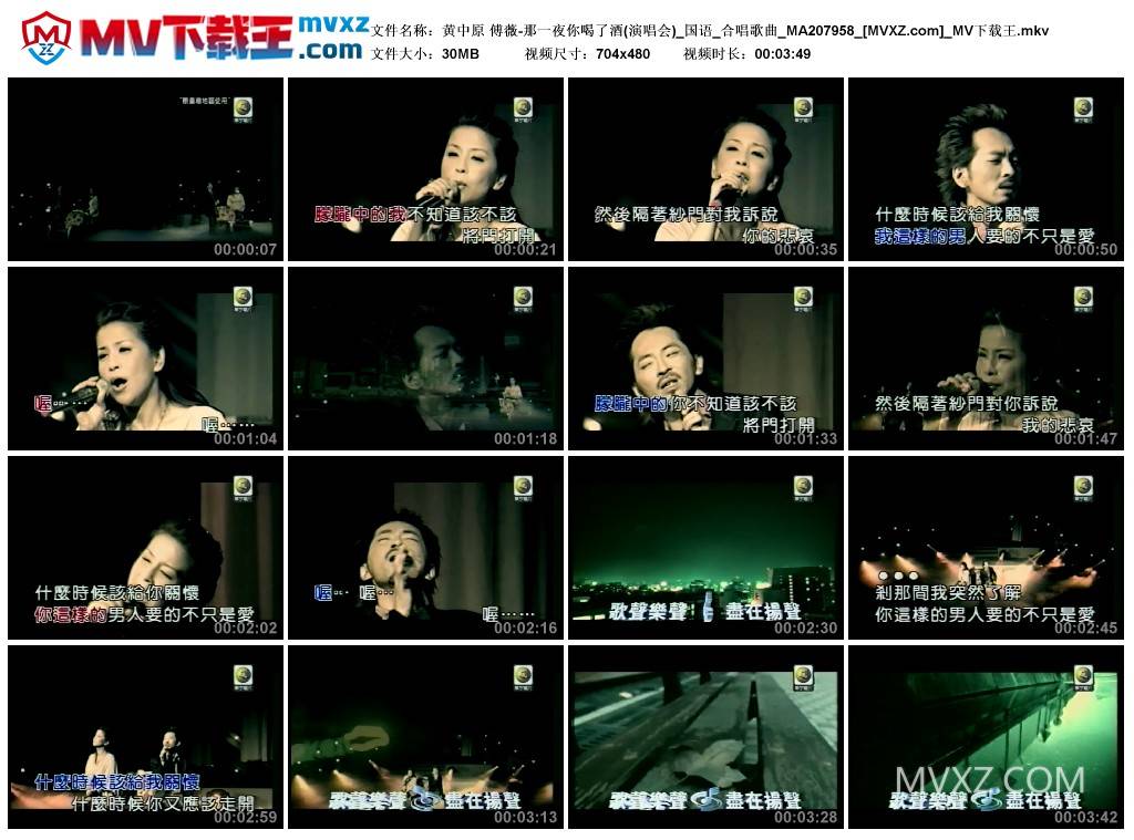 黄中原 傅薇-那一夜你喝了酒(演唱会)_国语_合唱歌曲_MA207958